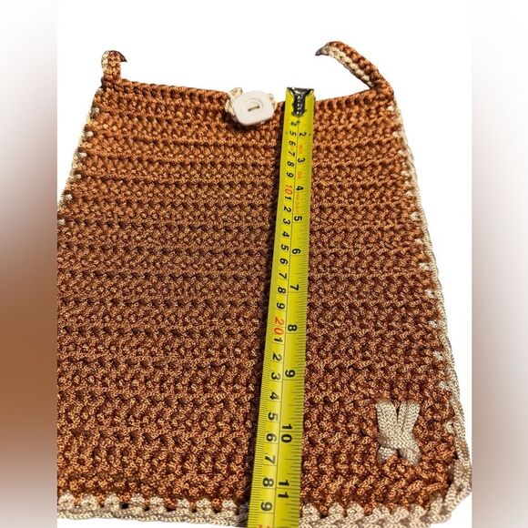 New Handcrafted Tan/Copper Crochet Shoulder Bag - Picture 8 of 8